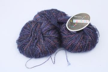 catalog photo of Stacy Charles Ritratto mohair rayon poly yarn, purple shades w/ metallic look shine 