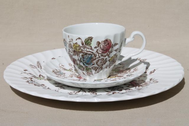 photo of Staffordshire Bouquet vintage Johnson Bros china place setting, never used #1