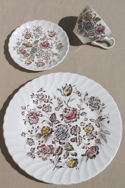 photo of Staffordshire Bouquet vintage Johnson Bros china place setting, never used #2