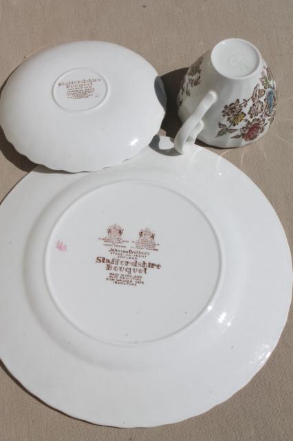 photo of Staffordshire Bouquet vintage Johnson Bros china place setting, never used #4