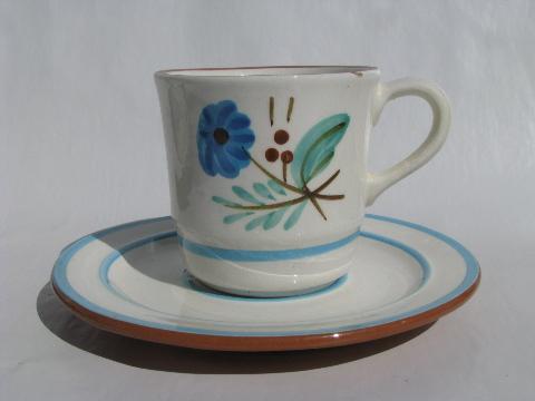 photo of Stangl pottery, vintage coffee cups & saucers, blue Bachelor's Button #2