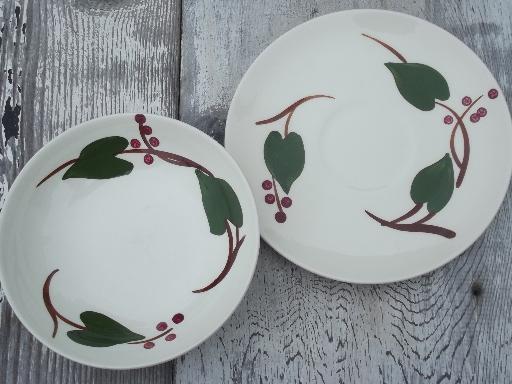 photo of Stanhome ivy berry hand-painted vintage Blue Ridge pottery dishes #7