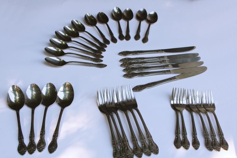photo of Stanley Roberts rose pattern SRB145 vintage stainless flatware Rogers Korea  #1