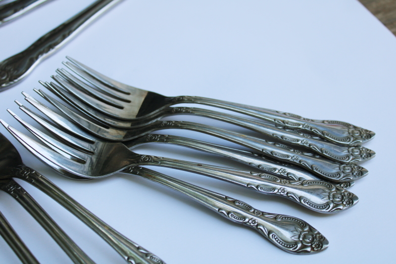 photo of Stanley Roberts rose pattern SRB145 vintage stainless flatware Rogers Korea #3