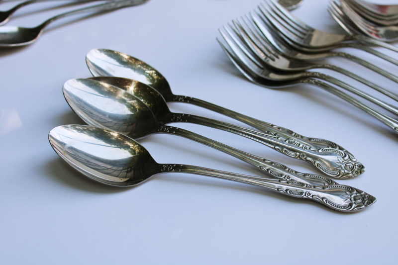 photo of Stanley Roberts rose pattern SRB145 vintage stainless flatware Rogers Korea #4