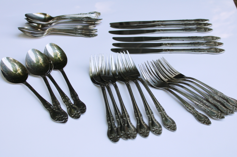 photo of Stanley Roberts rose pattern SRB145 vintage stainless flatware Rogers Korea #7