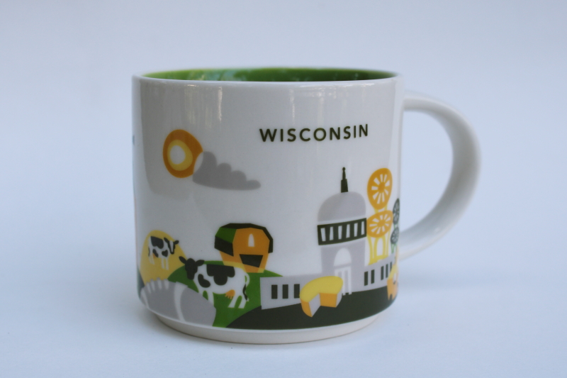 photo of Starbucks mug You Are Here Wisconsin 2014 collectible coffee cup Packers green & yellow #1