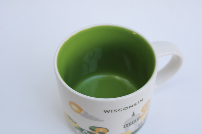 photo of Starbucks mug You Are Here Wisconsin 2014 collectible coffee cup Packers green & yellow  #2