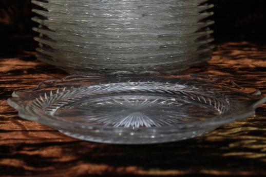 photo of Starburst herringbone pattern glass plates, vintage Jeannette depression glass #5