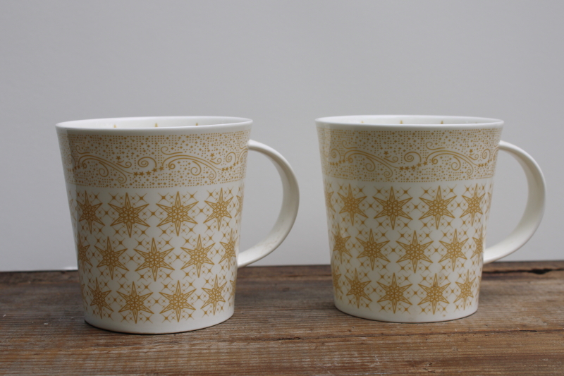 photo of Stella gold stars celestial print modern oversized tea or coffee mugs, Oscha Slings UK bone china #1