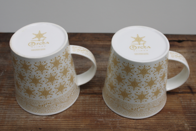 photo of Stella gold stars celestial print modern oversized tea or coffee mugs, Oscha Slings UK bone china  #3