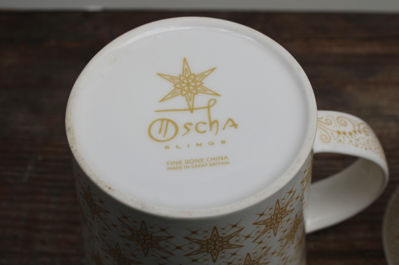 photo of Stella gold stars celestial print modern oversized tea or coffee mugs, Oscha Slings UK bone china  #4