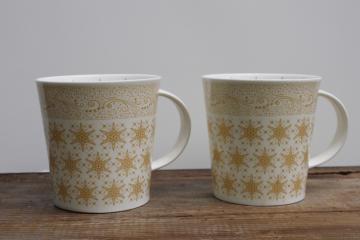 catalog photo of Stella gold stars celestial print modern oversized tea or coffee mugs, Oscha Slings UK bone china 
