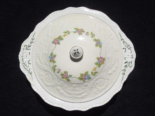 photo of Steubenville floral china tureen, Adam Antique embossed border creamware #2