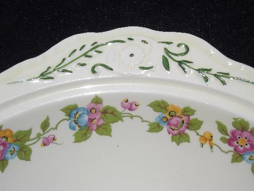 photo of Steubenville floral china tureen, Adam Antique embossed border creamware #5