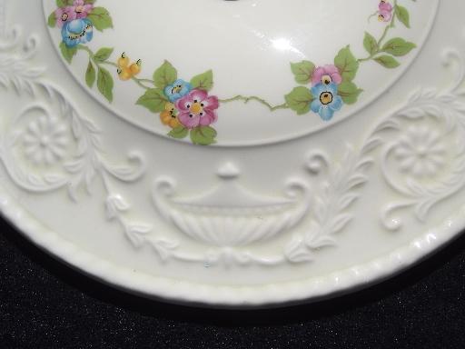 photo of Steubenville floral china tureen, Adam Antique embossed border creamware #6