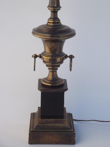 photo of Stiffel brass lamp, antique brass urn table lamp w/ vintage Stiffel label #2