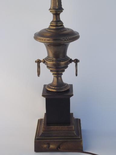 photo of Stiffel brass lamp, antique brass urn table lamp w/ vintage Stiffel label #3