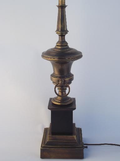 photo of Stiffel brass lamp, antique brass urn table lamp w/ vintage Stiffel label #4