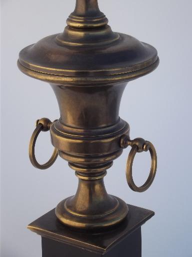 photo of Stiffel brass lamp, antique brass urn table lamp w/ vintage Stiffel label #5