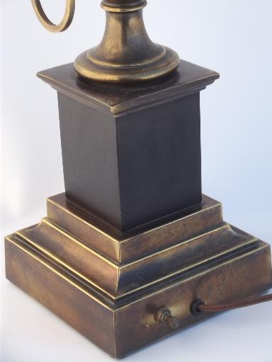 photo of Stiffel brass lamp, antique brass urn table lamp w/ vintage Stiffel label #6