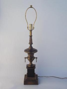 catalog photo of Stiffel brass lamp, antique brass urn table lamp w/ vintage Stiffel label