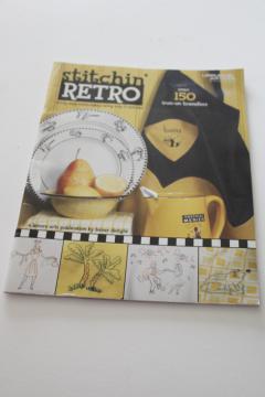 catalog photo of Stitchin Retro vintage designs iron on embroidery transfers, big book Leisure Arts needlework