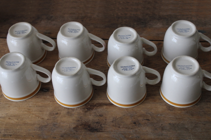 photo of Strawberries n Cream berry print vintage Japan stoneware mugs, set of 8  #4