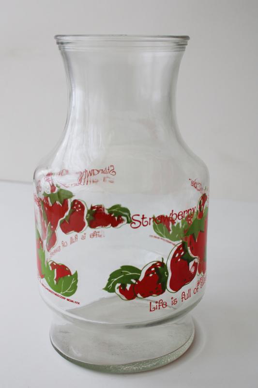 photo of Strawberry Shortcake Lucky Bug juice or milk bottle, 80s vintage Anchor Hocking #1