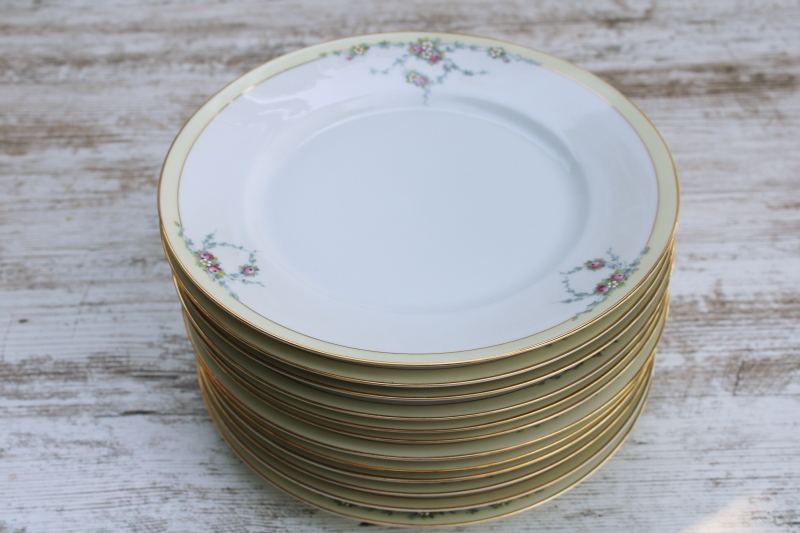 photo of Studio hand painted art deco vintage china, 12 dinner plates never used Tirschenreuth Bavaria porcelain #8