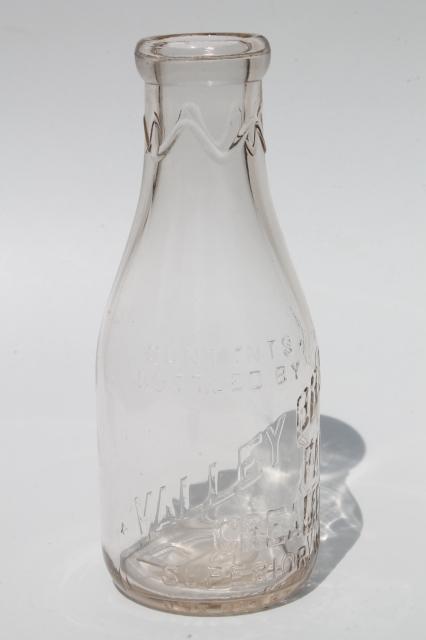 photo of Superior Wisconsin old glass milk bottle quart embossed Valley Brook Farm Creamery #2