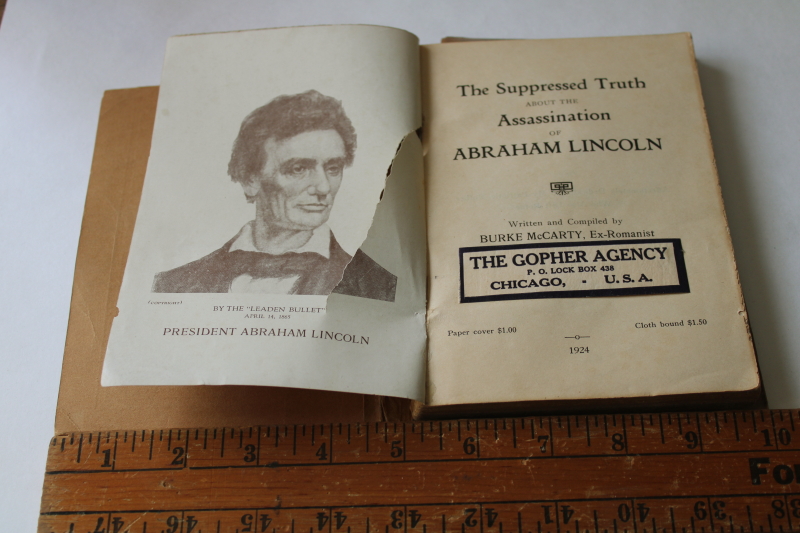 photo of Suppressed Truth Death of Abraham Lincoln 1920s pulp paperback mystery Papacy conspiracy murder theories  #3