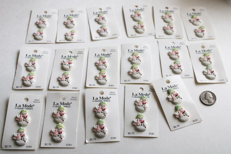 photo of Susan Winget Christmas craft sewing buttons lot new old stock, figural snowman #1