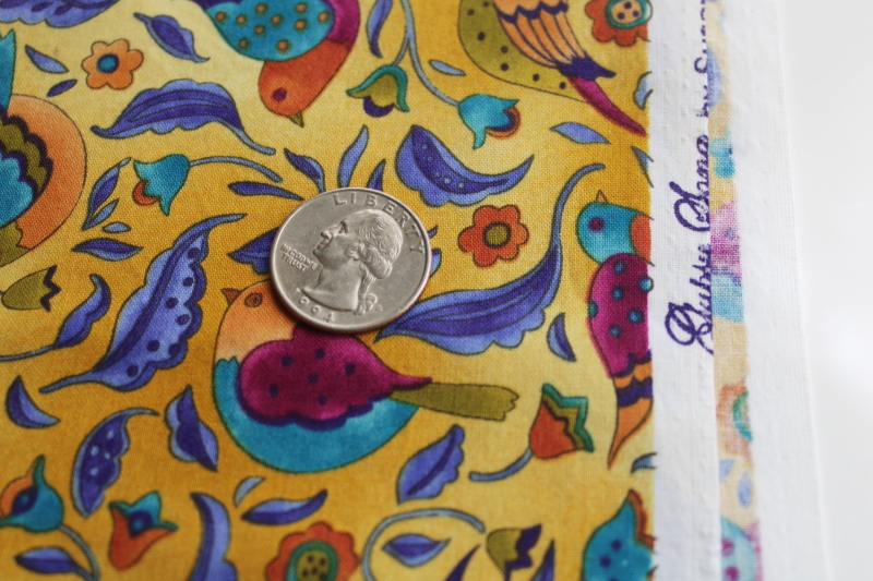 photo of Susan Winget colorful birds print cotton quilting fabric, Gypsy Song pattern in two colorways  #4