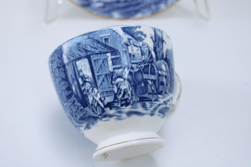 photo of Sutherland Rural Scenes vintage blue and white bone china tea cup saucer made in England #2