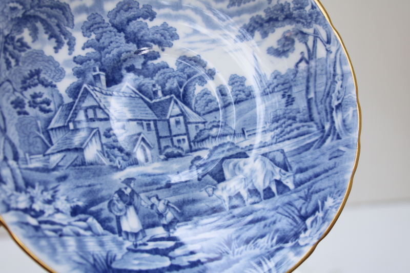 photo of Sutherland Rural Scenes vintage blue and white bone china tea cup saucer made in England #4