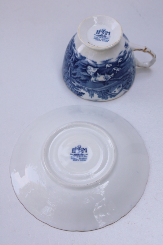 photo of Sutherland Rural Scenes vintage blue and white bone china tea cup saucer made in England #6