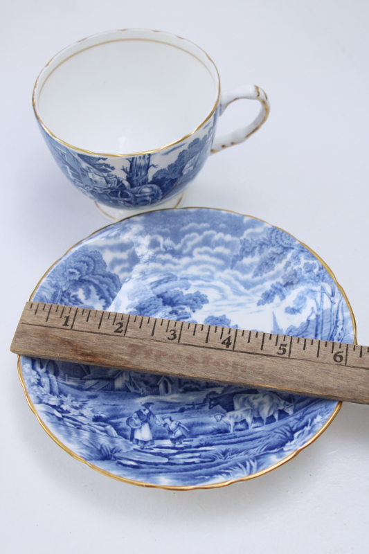 photo of Sutherland Rural Scenes vintage blue and white bone china tea cup saucer made in England #8