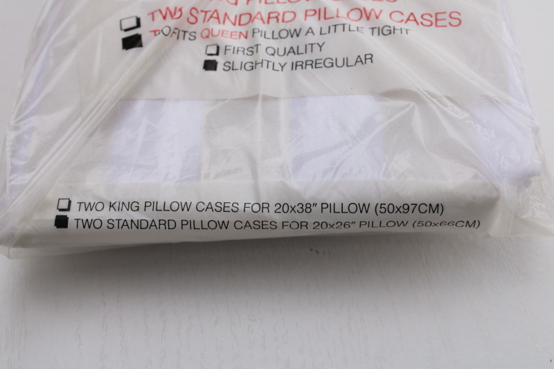 photo of Swan Lake cotton blend pillowcases in original package, ivory on white print shadow stripe fabric  #2
