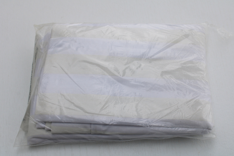 photo of Swan Lake cotton blend pillowcases in original package, ivory on white print shadow stripe fabric  #3