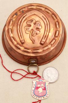 catalog photo of Swedish copper mold w/ lucky clover & horseshoe, Nils Johan Sweden label