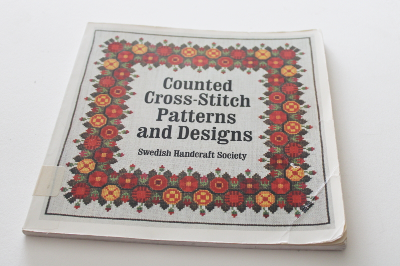 photo of Swedish handcraft society counted cross stitch embroidery charted designs vintage book #1