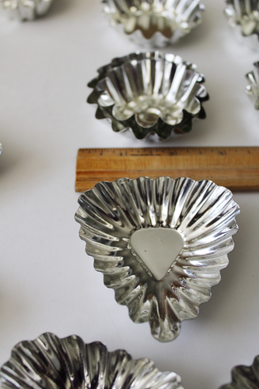 photo of Swedish sandbakkel cookie molds or mini tart pans, shiny fluted metal tartlet tins #8