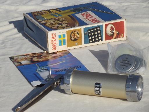 photo of Swedish spritz cookie press, Sawa 2000 cookie gun w/ instructions & recipe #1