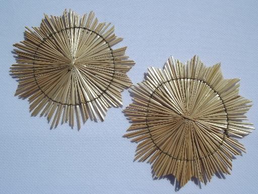 photo of Swedish woven wheat straw stars lot vintage Christmas tree ornaments decorations #2