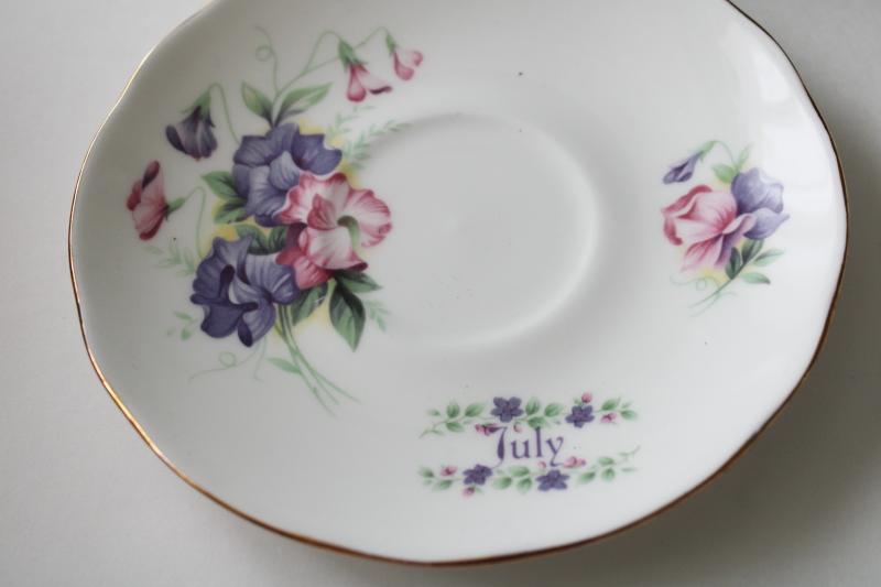 photo of Sweet Peas floral July birthday bone china tea cup & saucer Royal Winchester England flower of the month  #3