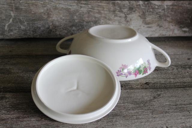 photo of Sweet Violets vintage American Limoges violet pattern china, covered bowl or tureen #3