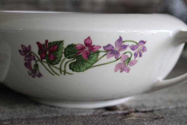 photo of Sweet Violets vintage American Limoges violet pattern china, covered bowl or tureen #6