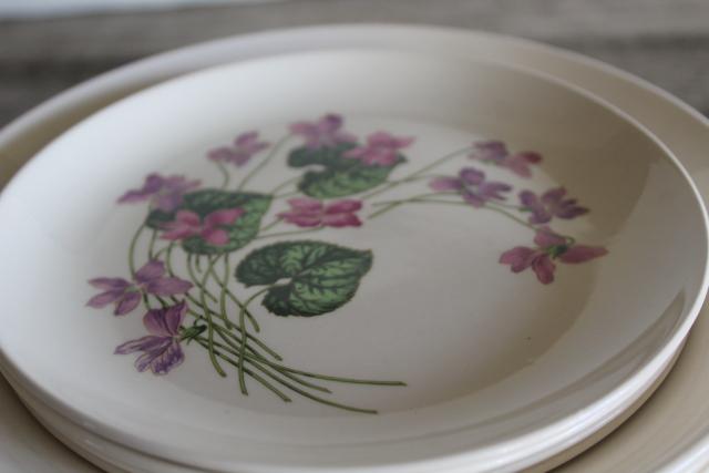 photo of Sweet Violets vintage American Limoges violet pattern china, set for 4 #2