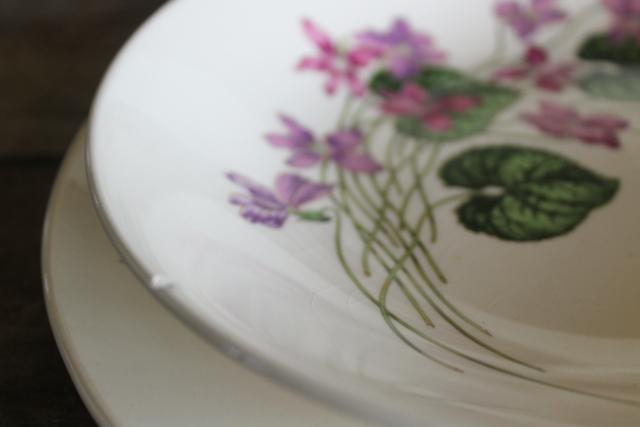 photo of Sweet Violets vintage American Limoges violet pattern china, set for 4 #5